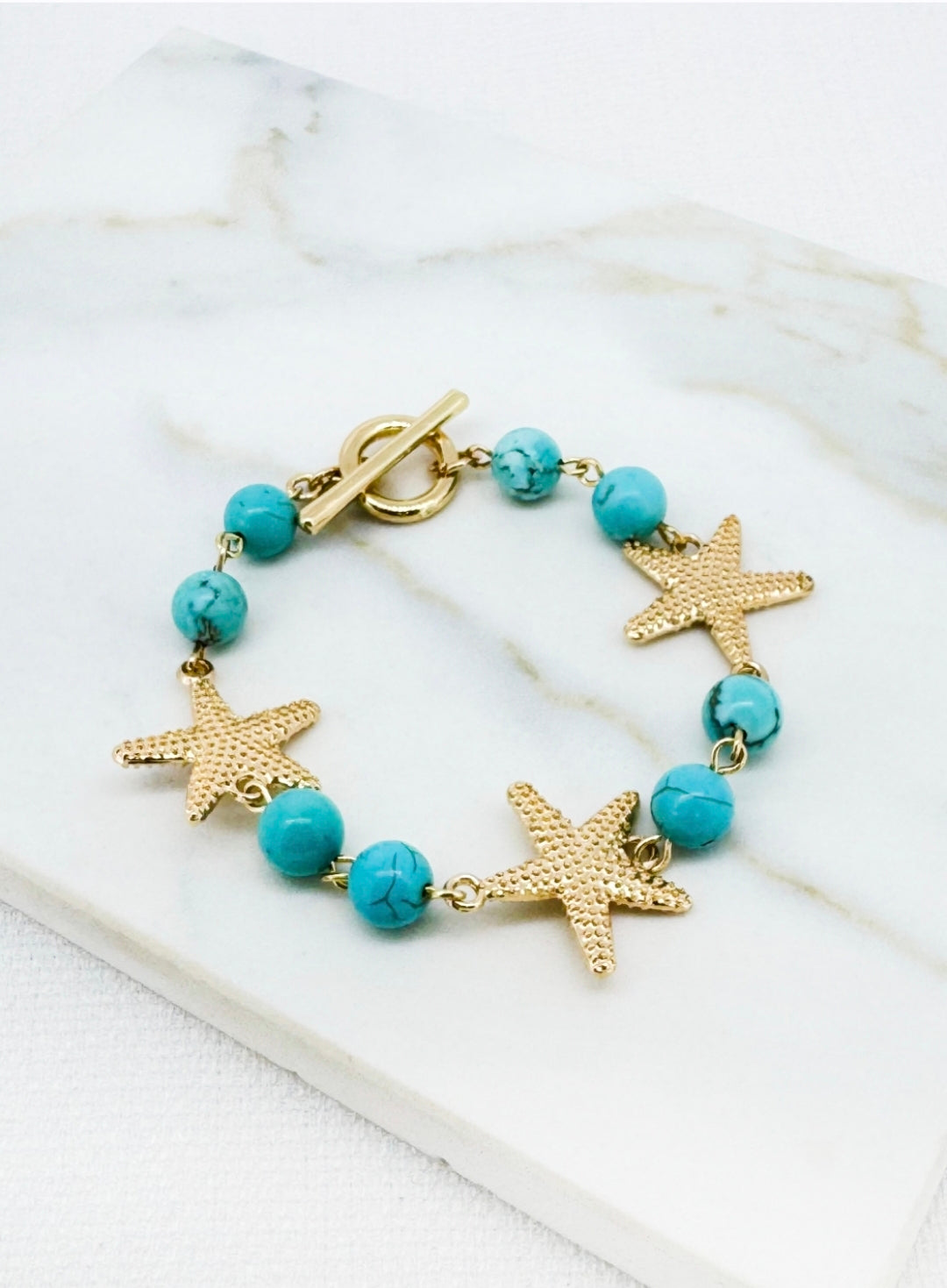 Envy Turquoise and Gold Bead Bracelet 4822-Envy-White finn