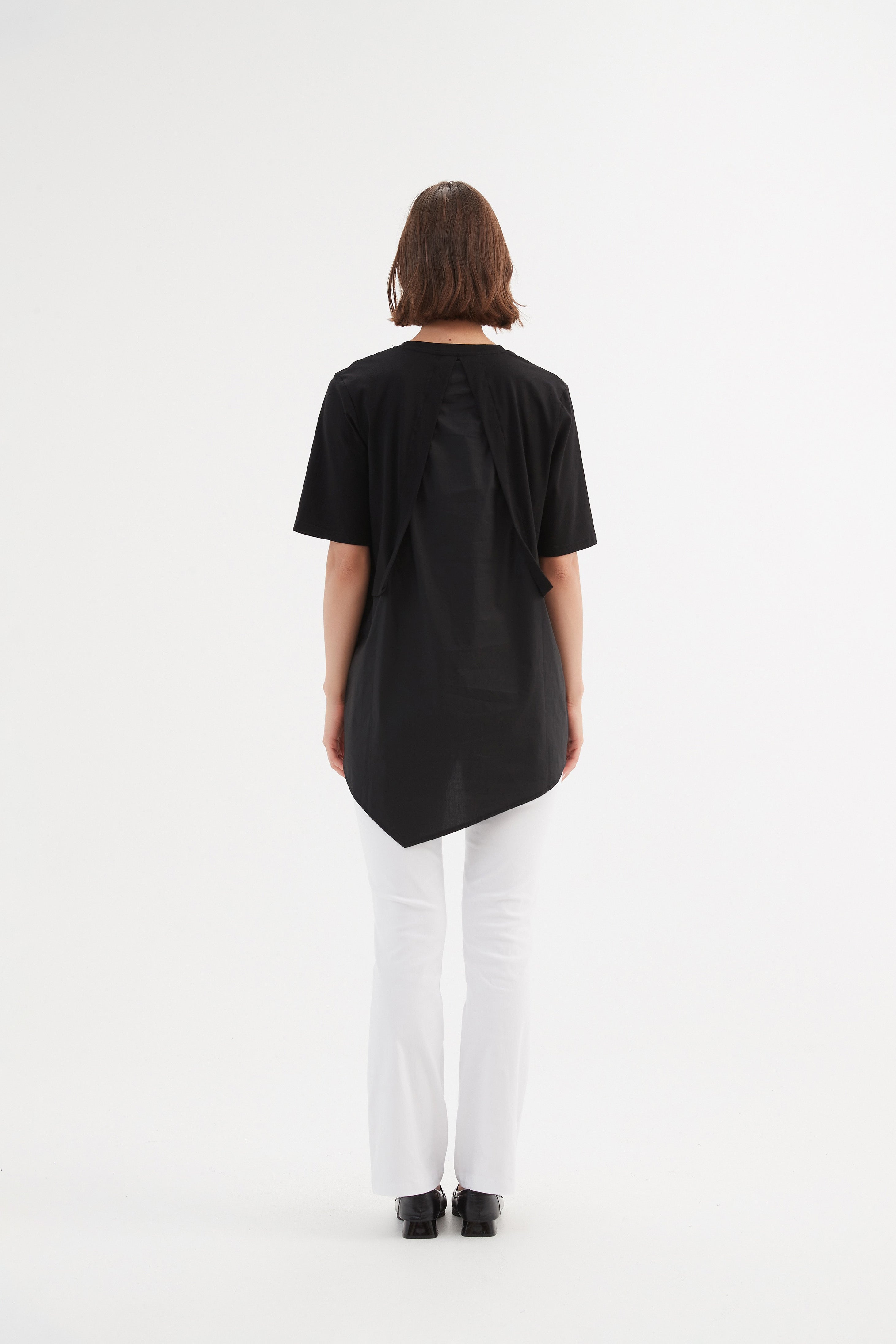 Tirelli Split Back Combi Tee-Shirts & Tops-White finn