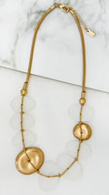 Envy 4735 Short taupe cord necklace with frosted and gold pendant design-Envy-White finn