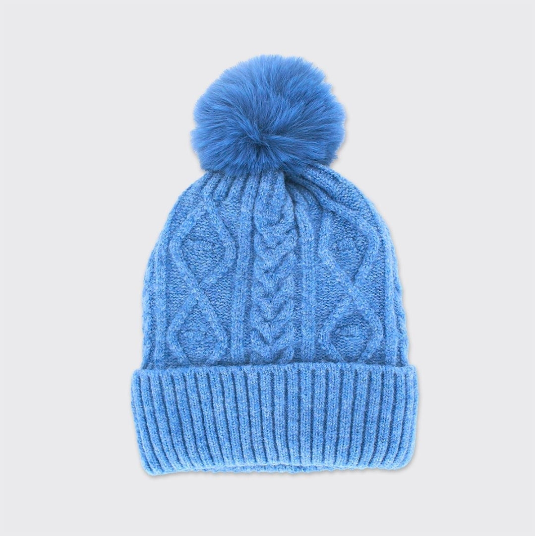 Ester Pom Pom Hat - Blue-Forever England-White finn