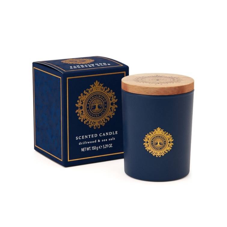 Sandalwood Country Club Driftwood and Sea Salt Candle 150g-Somerset Toiletries-White finn
