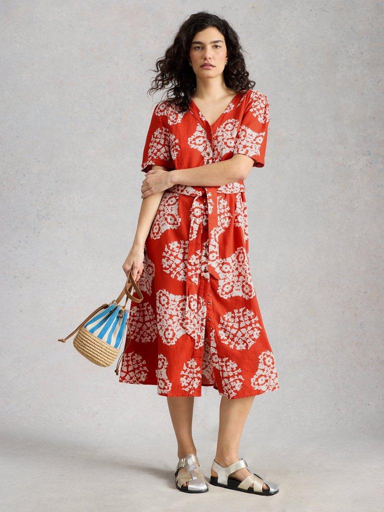 White Stuff Val Linen Blend Dress-Dress-10-Red-