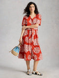 White Stuff Val Linen Blend Dress-Dress-10-Red-