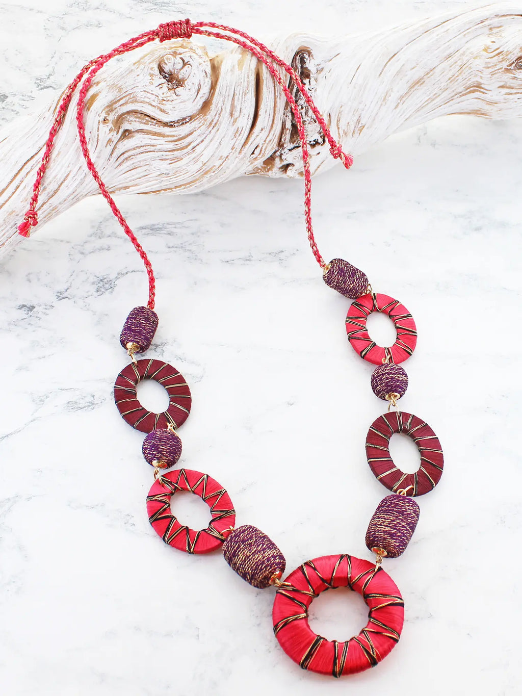 Suzie Blue Wrapped Thread Hoop Necklace AY6506