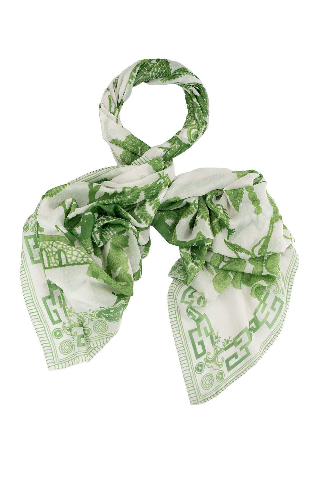 One Hundred Stars Giant Willow Green Scarf-One Hundred Stars-White finn