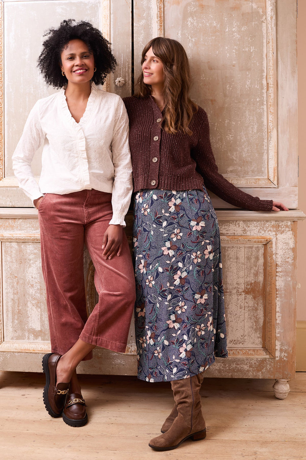 Lily and Me June Rib Cardigan Fleck Knit-White finn