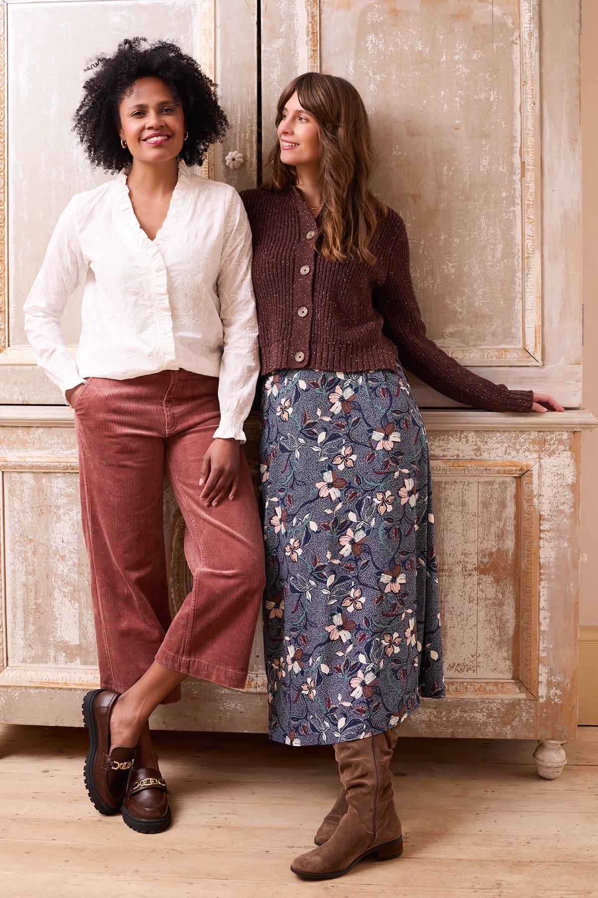 Lily and Me June Rib Cardigan Fleck Knit-White finn