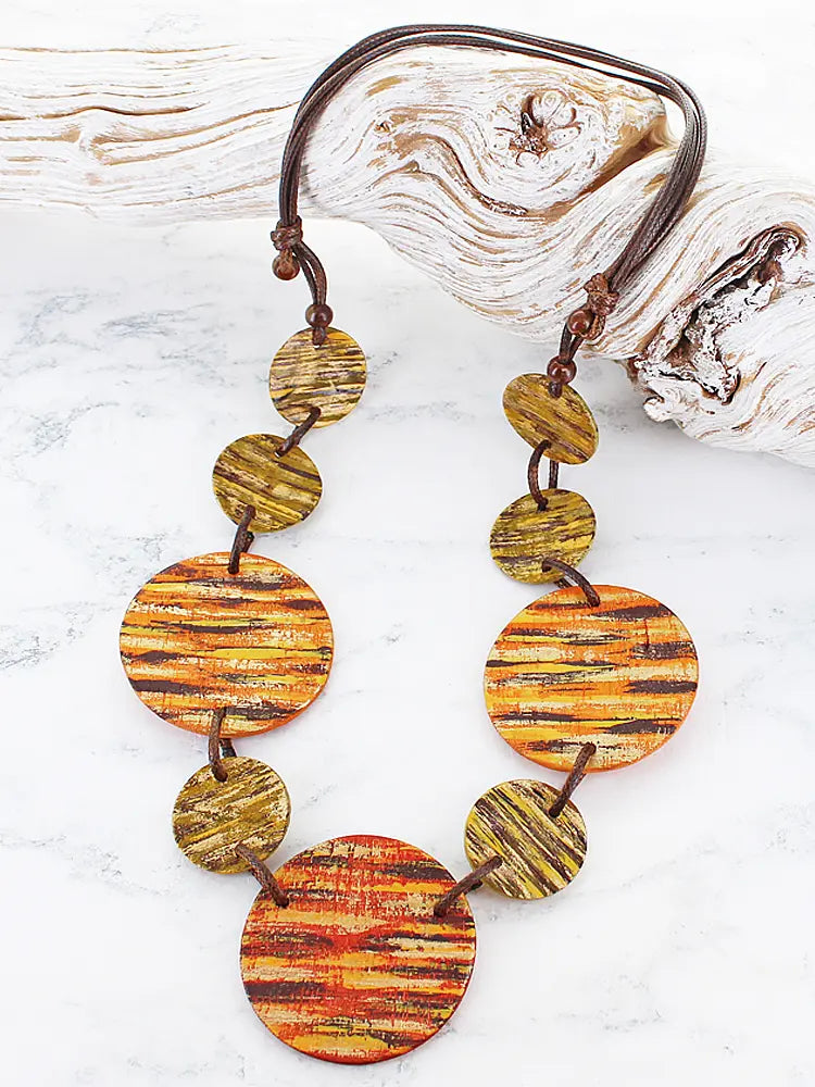 Suzie Blue Long Shell Disc Necklace UJ6512-Necklace-White finn