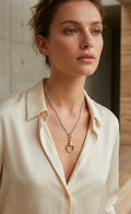 Envy Short silver link necklace with gold horse bit pendant-Envy-White finn