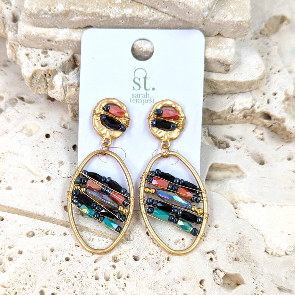 Gold and Bead Mix Luxury Earrings HZ215E