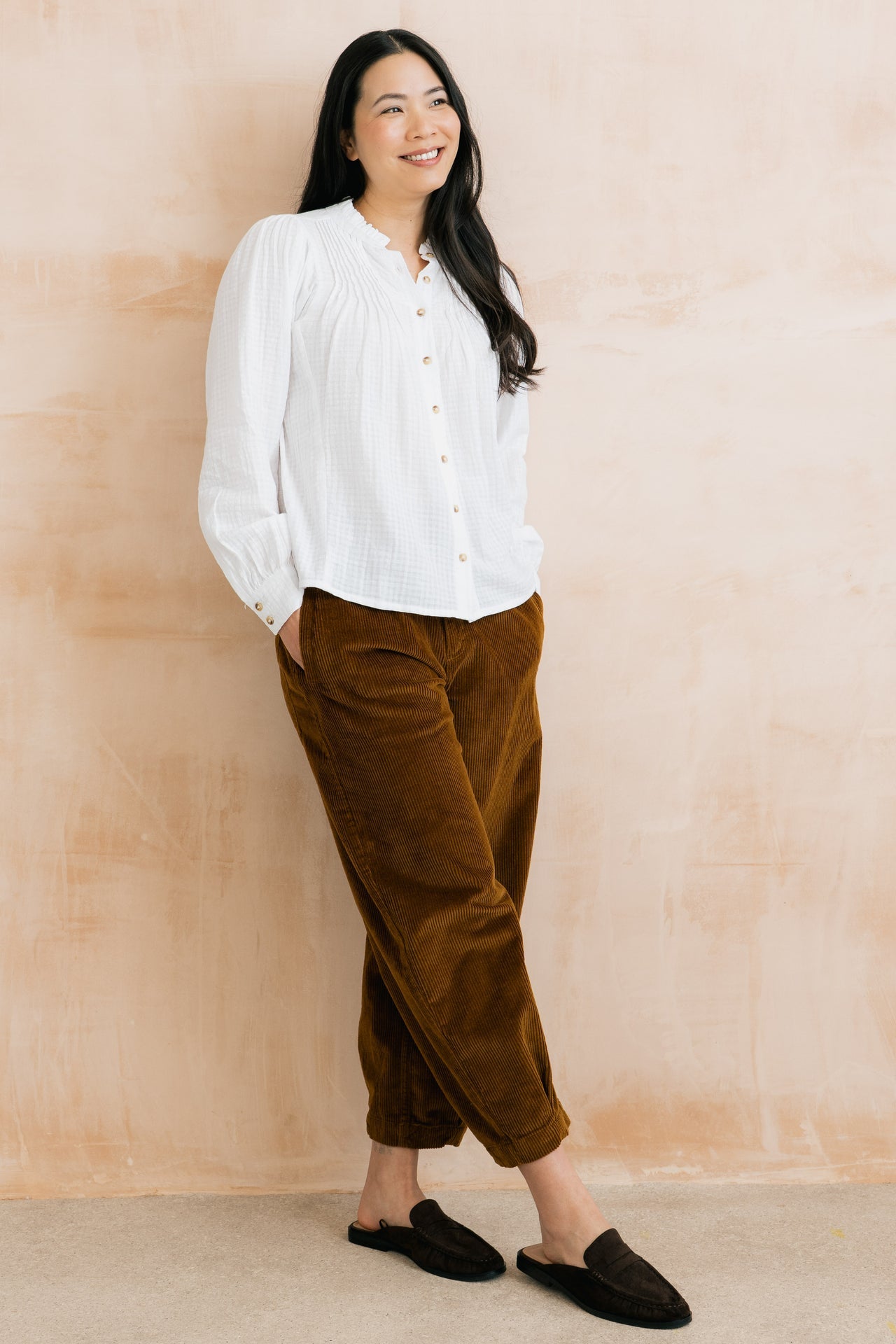 Lily and Me Flora Organic Cotton Pintuck Blouse White