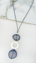 Envy 4736 Long grey cord necklace with silver and grey frosted pendant-Envy-White finn