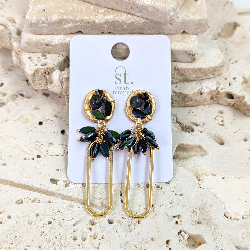 Luxury beaded earrings HZ183E Navy