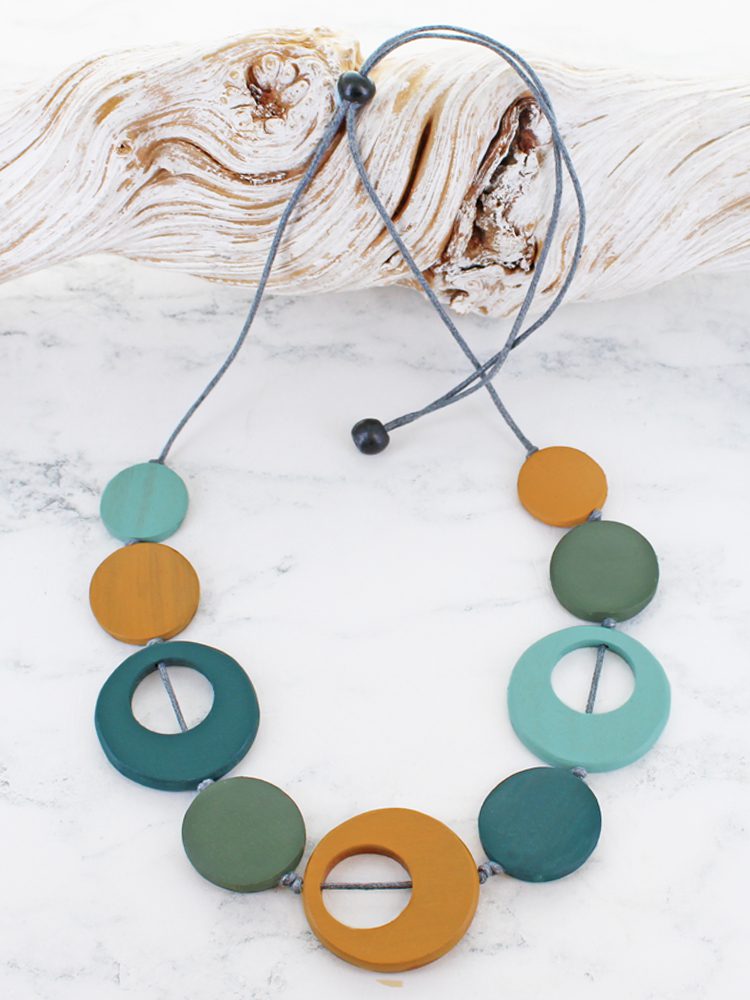 Wooden Disc and Hoop Necklace FB6603