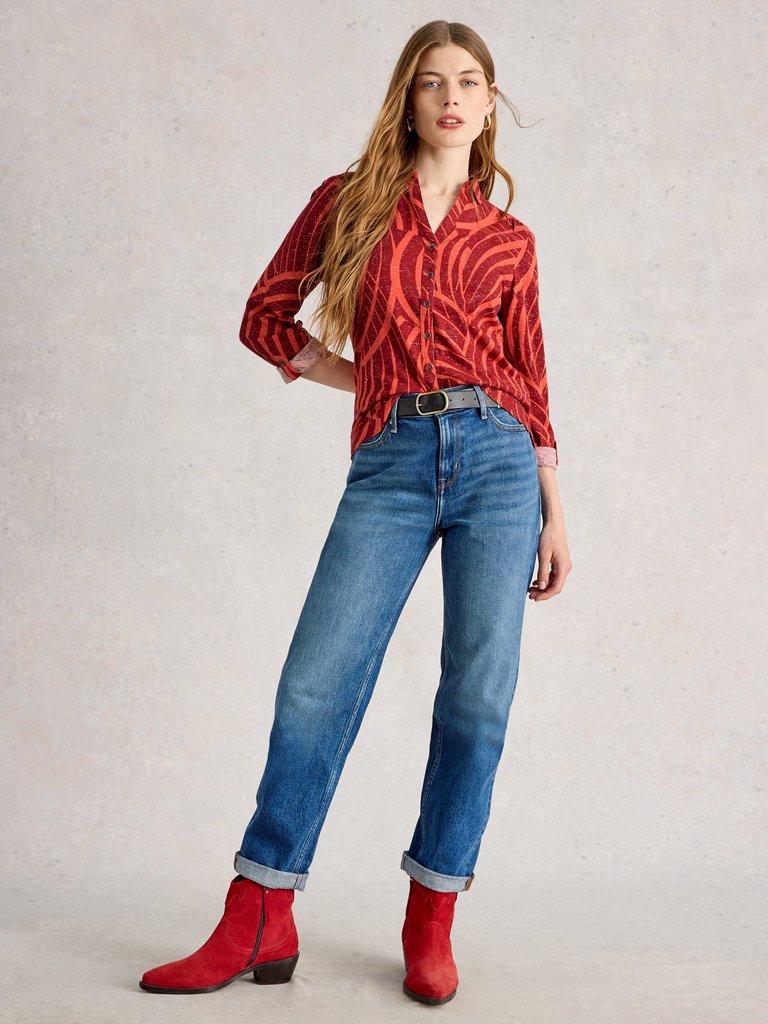 White Stuff Annie Printed Sparkle Shirt-Shirts & Tops-White finn