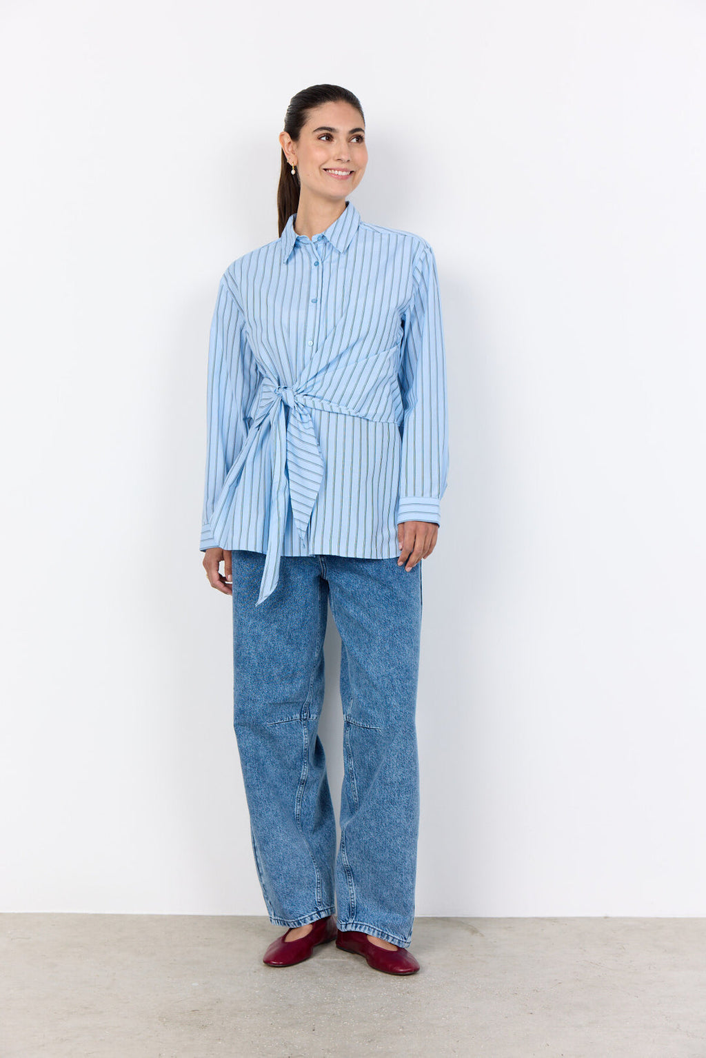 Soya Concept SC-BARDOT 3 Shirt Light blue-Soya Concept-White finn