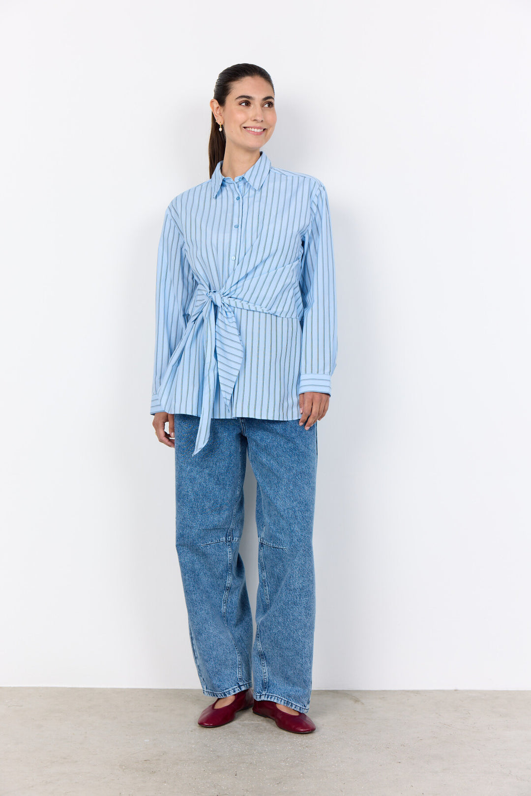 Soya Concept SC-BARDOT 3 Shirt Light blue-Soya Concept-White finn