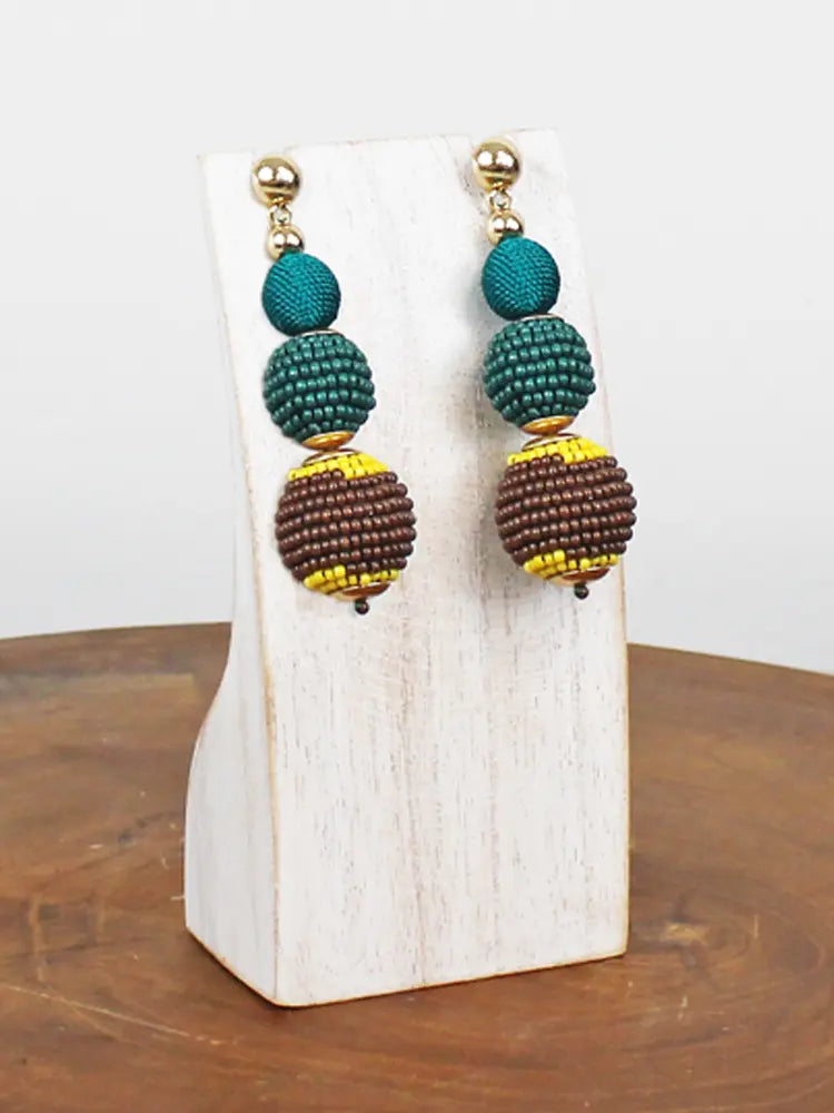 Suzie Blue Triple Ball Drop Earrings AY6503-Earrings-White finn