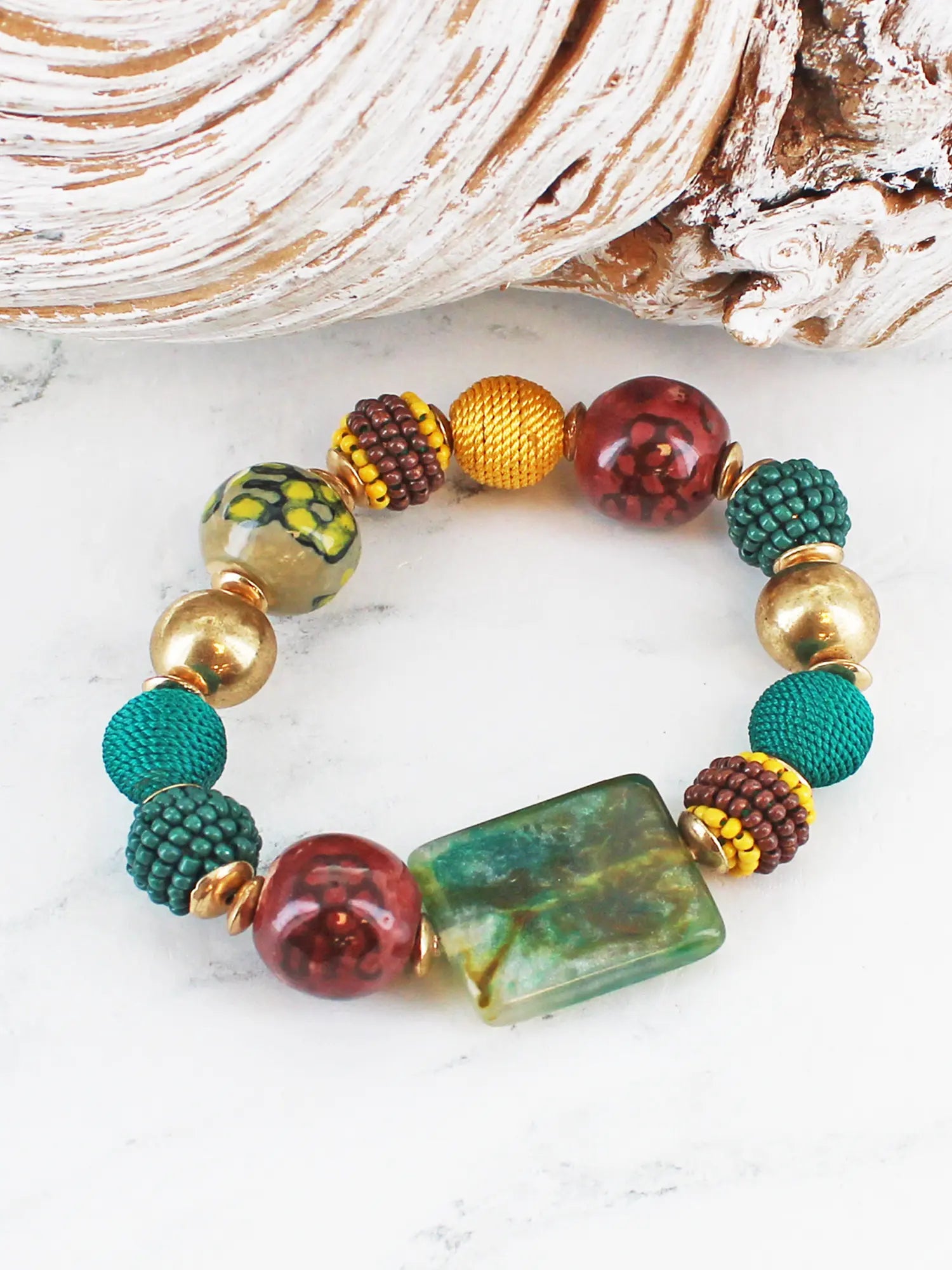 Suzie Blue Elasticated Mixed Bead Bracelet AY6504