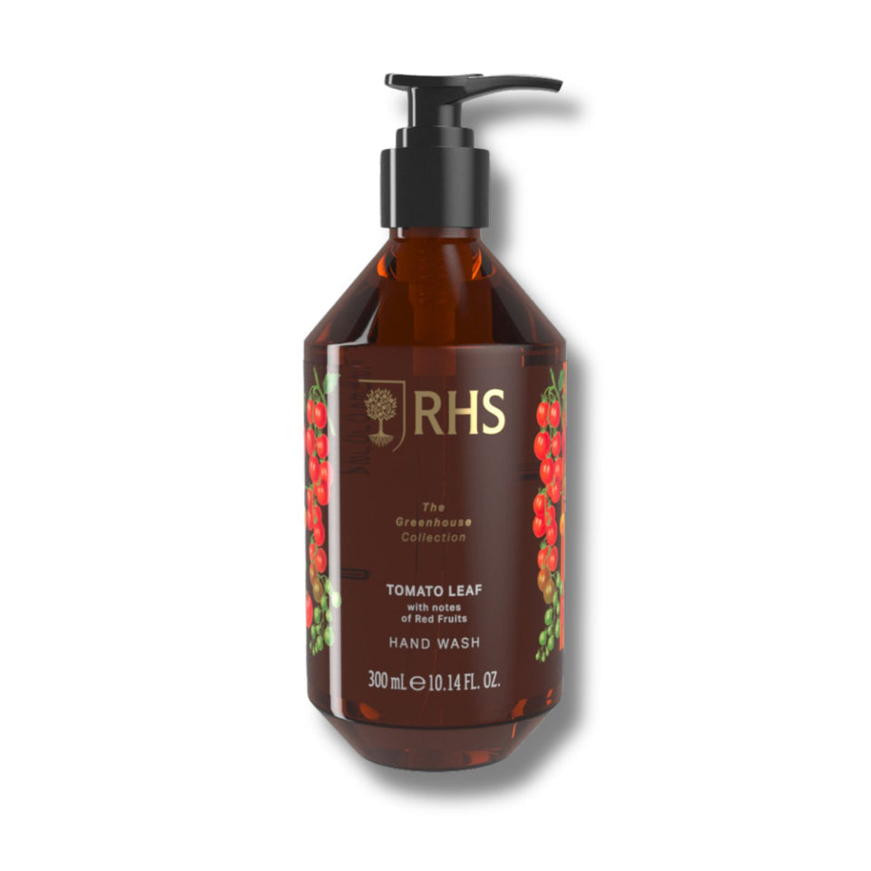 RHS Greenhouse Tomato Leaf Hand Wash 300ml-Somerset Toiletries-White finn