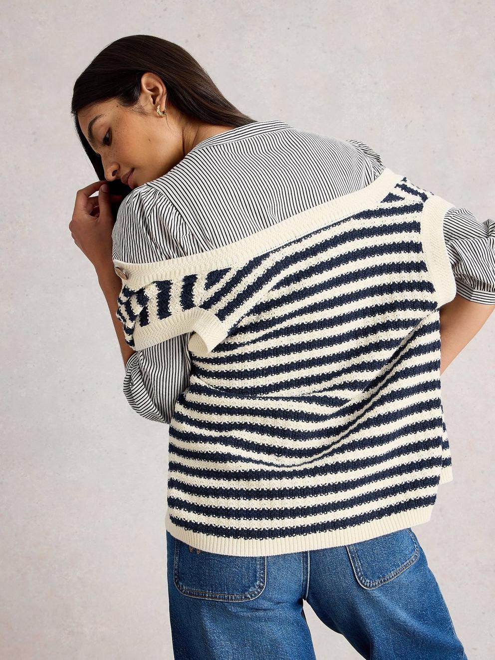 White Stuff Sienna Stripe Button Tank-Tops-White finn