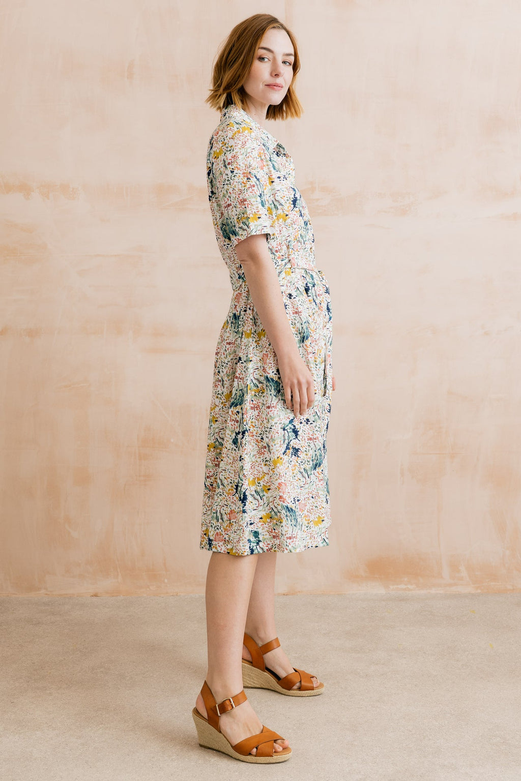 Lily and Me Robyn Organic Cotton Ditsy Print Belted Tea Dress