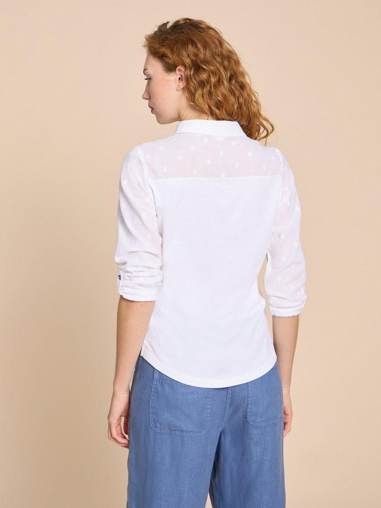 White Stuff Annie Mix Jersey Shirt-Shirt-White finn