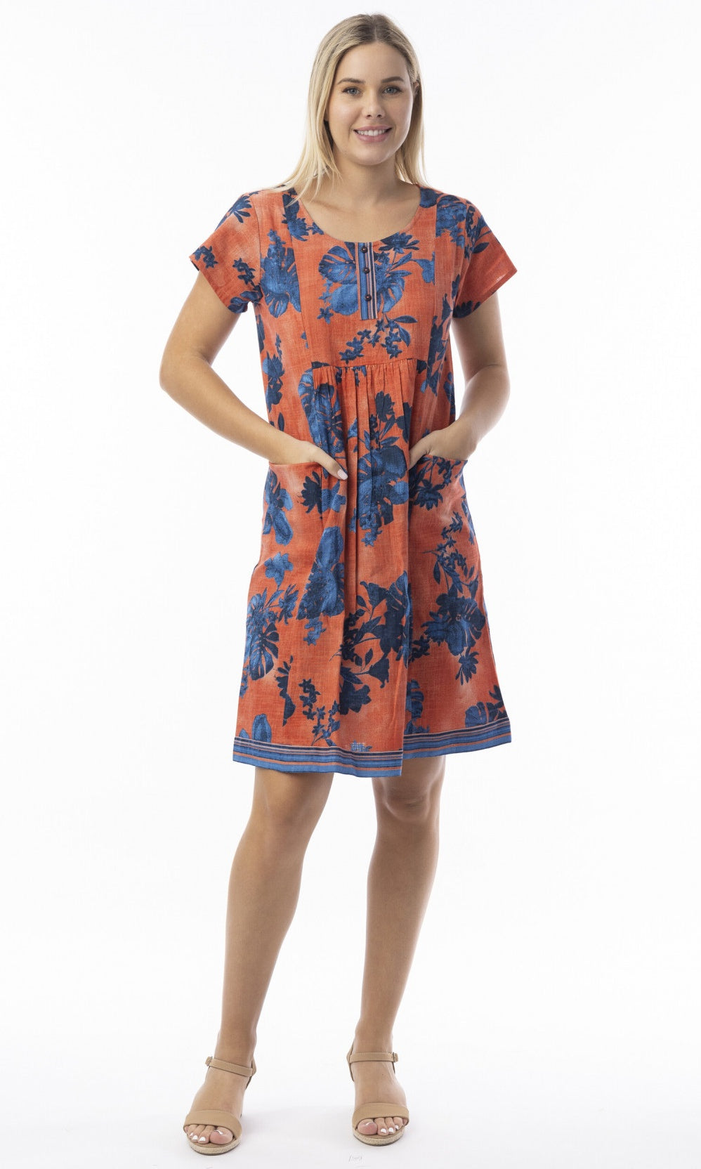 Orientique Cotton Dress Pockets Arashi