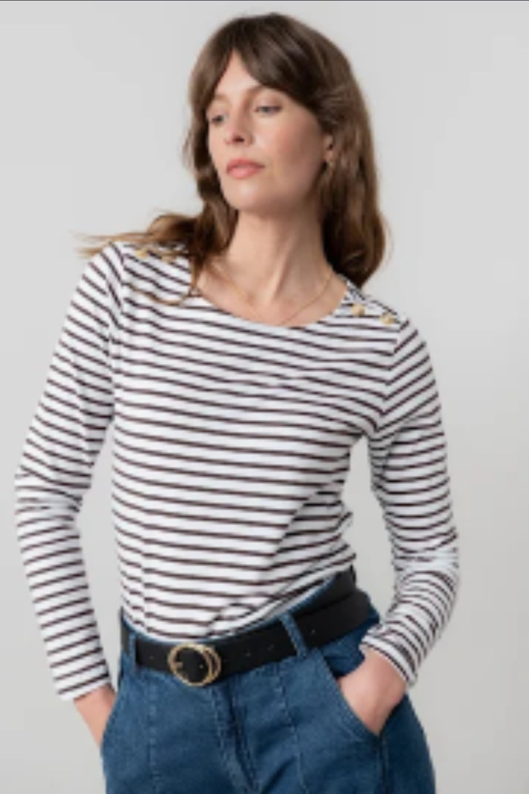 Lily and Me Riverside Top Stripe-White finn