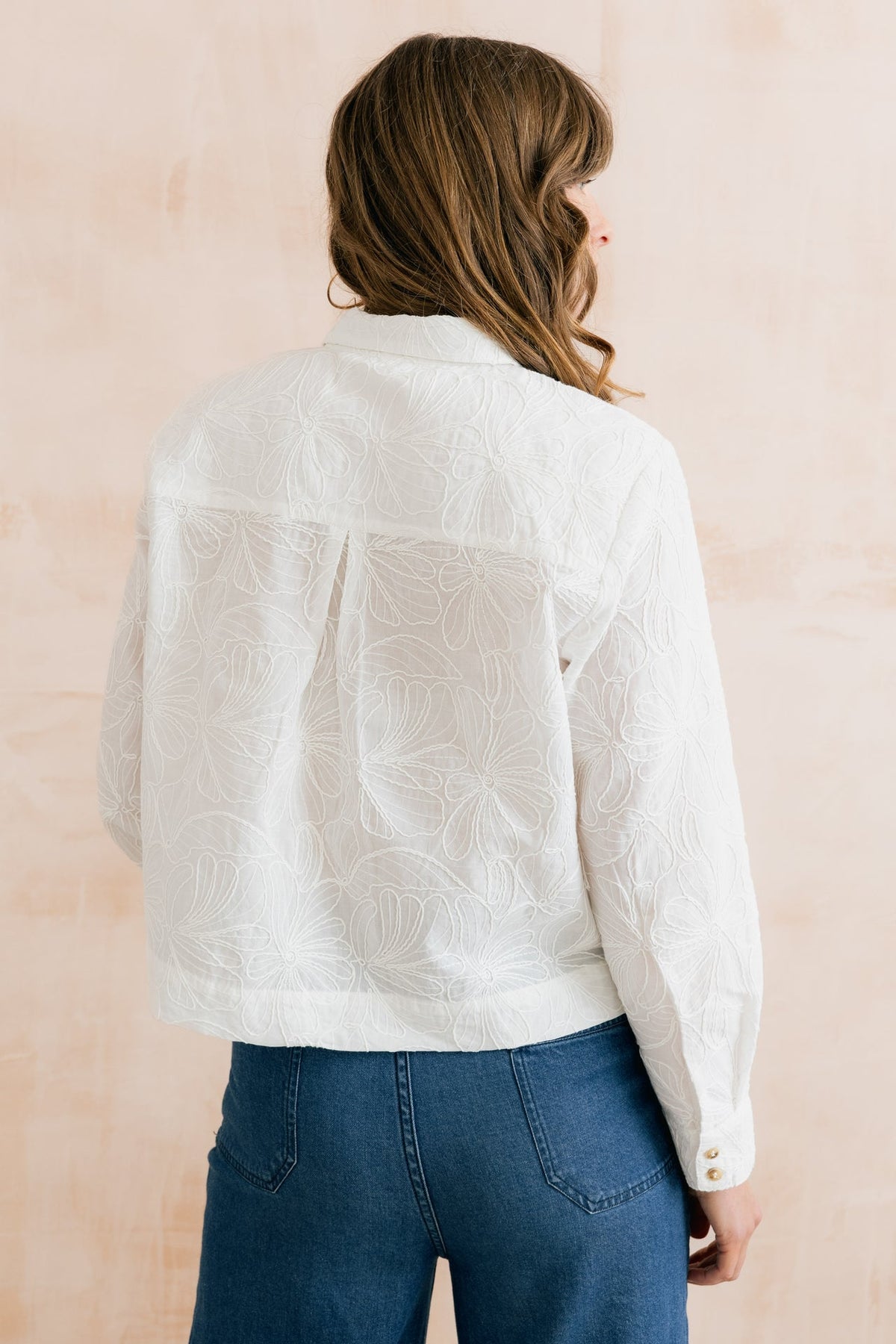 Lily and Me Bracken Embroidered Boxy Shirt White