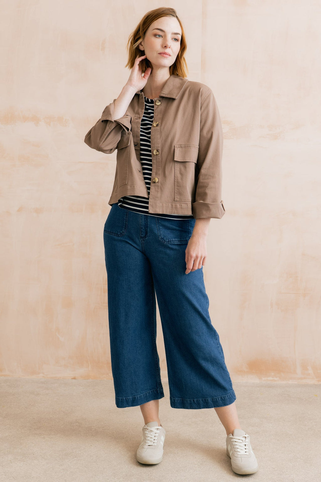 Lily and Me Effie Stretch Cotton Twill Jacket Mocha-Lily and Me-White finn