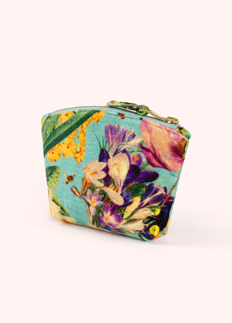 Powder Printed Velvet Mini Pouch - Spring Flora-Make up case-
