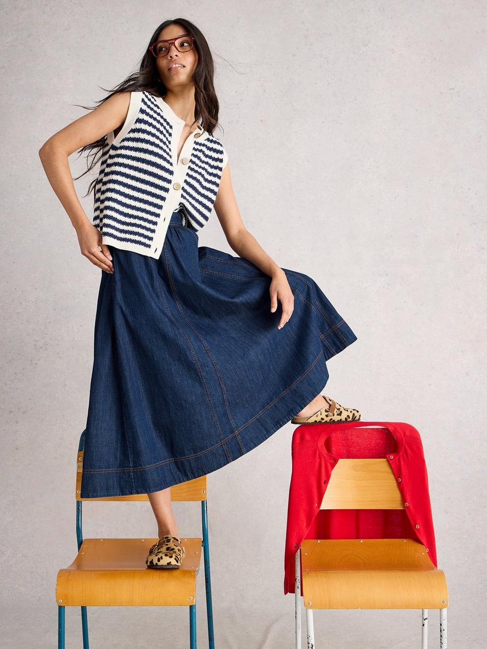 White Stuff Leo Denim Midi Skirt