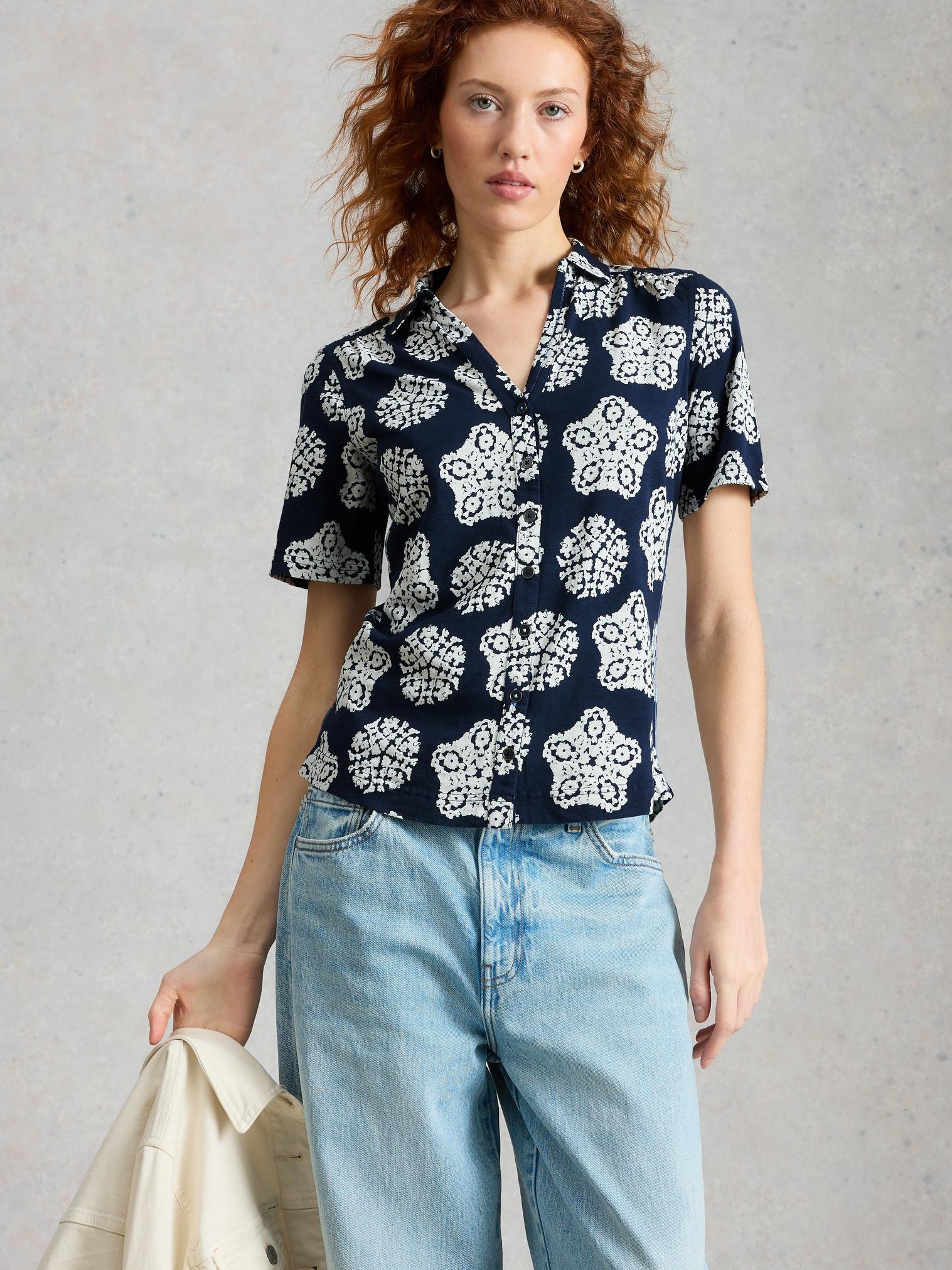 White Stuff ANNIE COLLARED SHORT SLEEVE JERSEY SHIRT