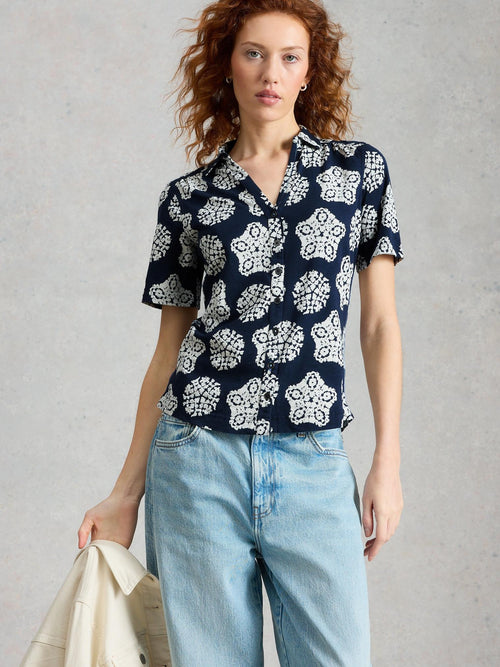 White Stuff ANNIE COLLARED SHORT SLEEVE JERSEY SHIRT-Shirts & Tops-10-