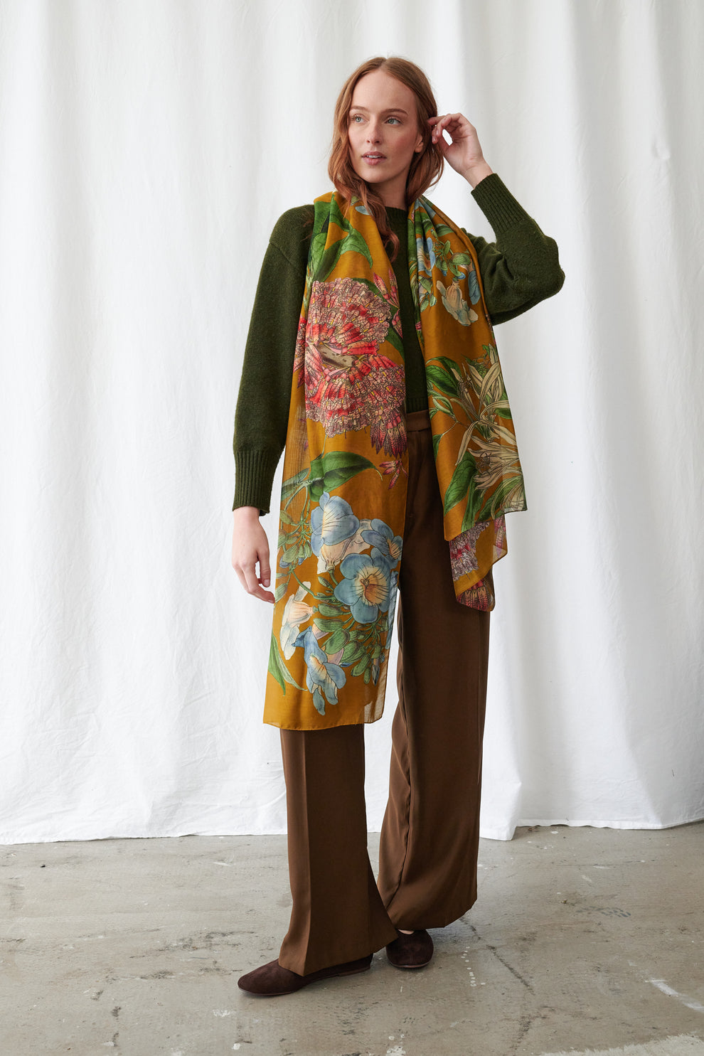 One Hundred Stars Rhodoleia Gold Scarf