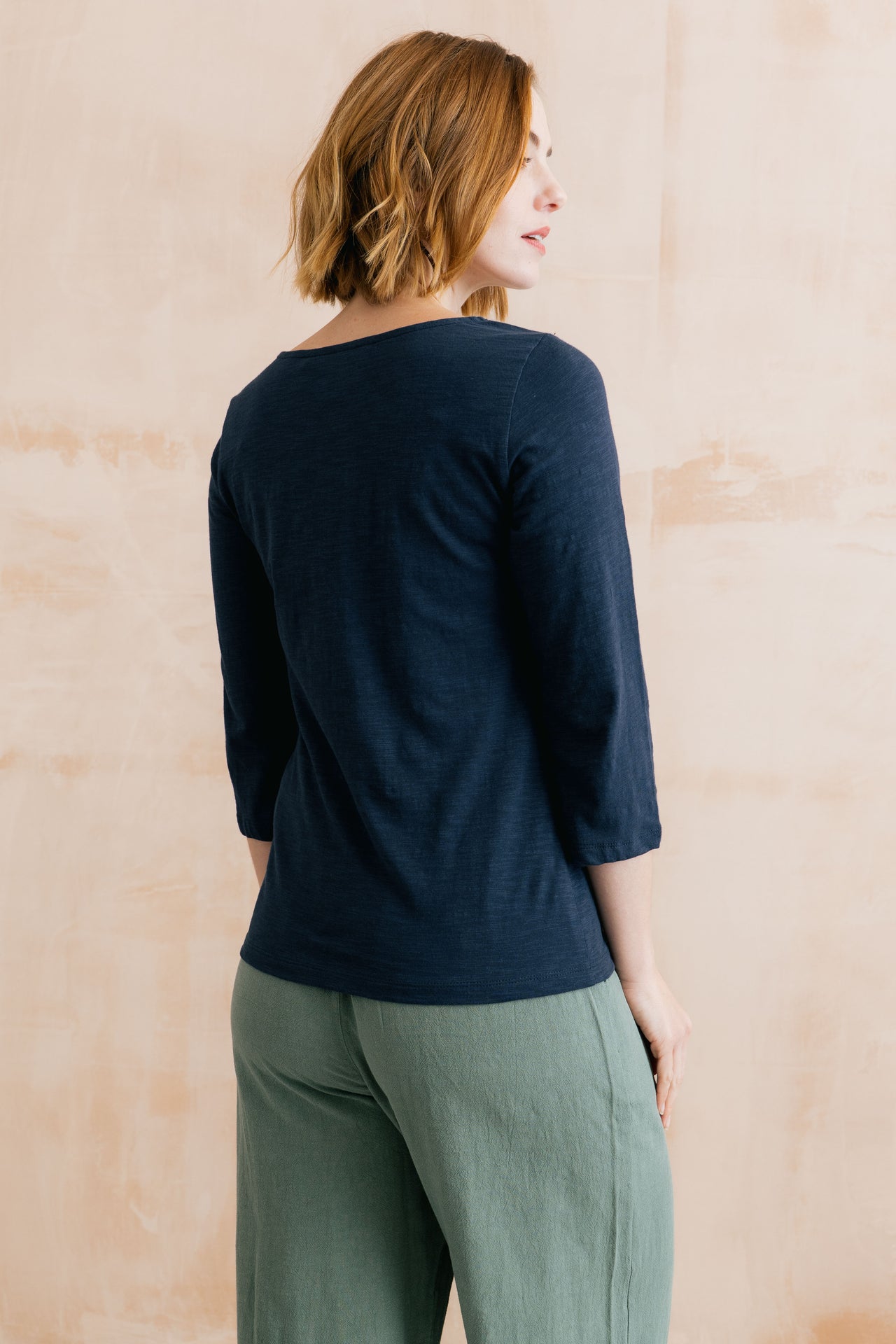 Lily and Me Monica Organic Cotton Jersey 3/4 Sleeve Top-White finn -White finn