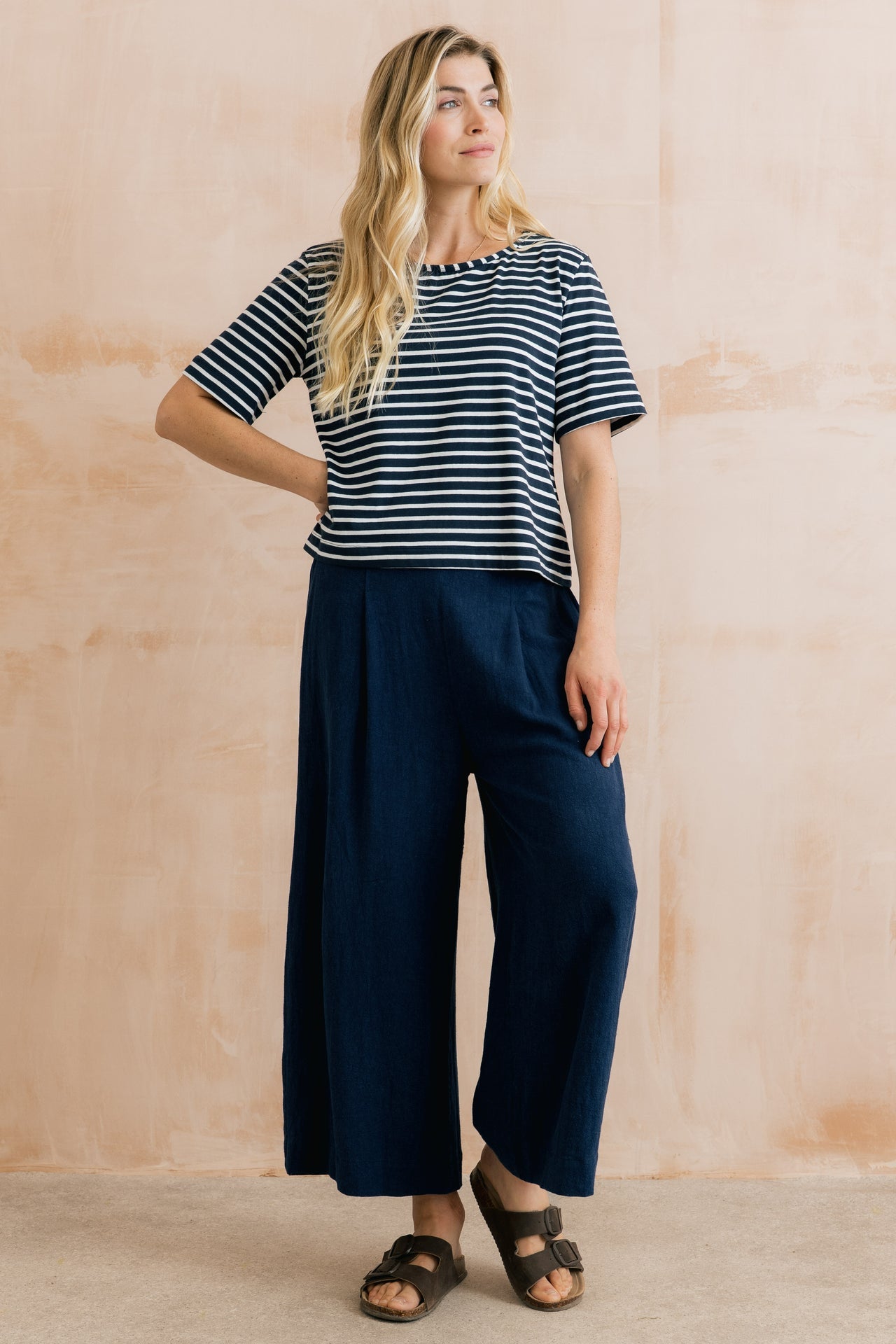 Lily and Me Summer Wide Leg Linen Blend Culottes-Trousers-8-Boysenberry-