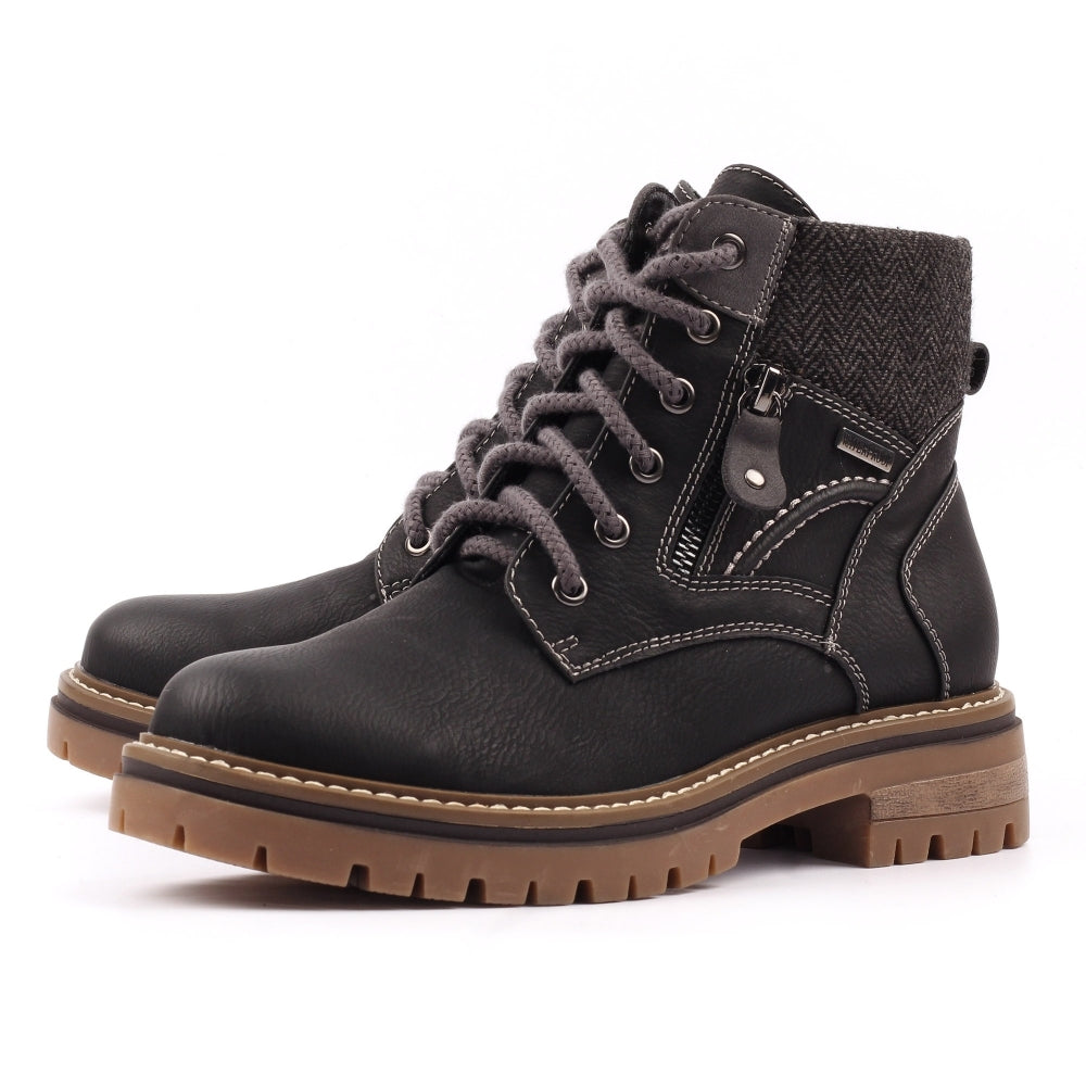 Lunar Caramel Black Waterproof Ankle Boot-Footwear-White finn