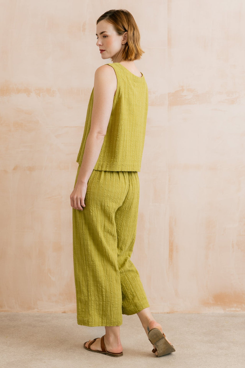 Lily and Me Drift Textured Seersucker Culottes Lime
