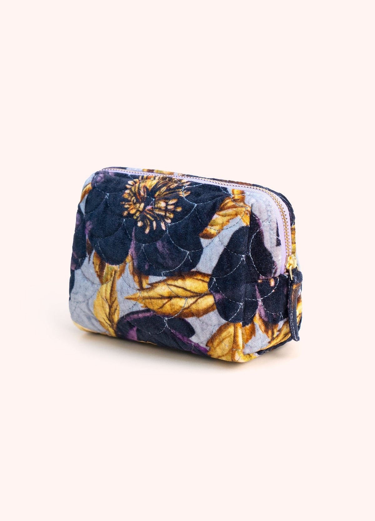 Powder Hellebore Quilted Velvet Vanity Bag