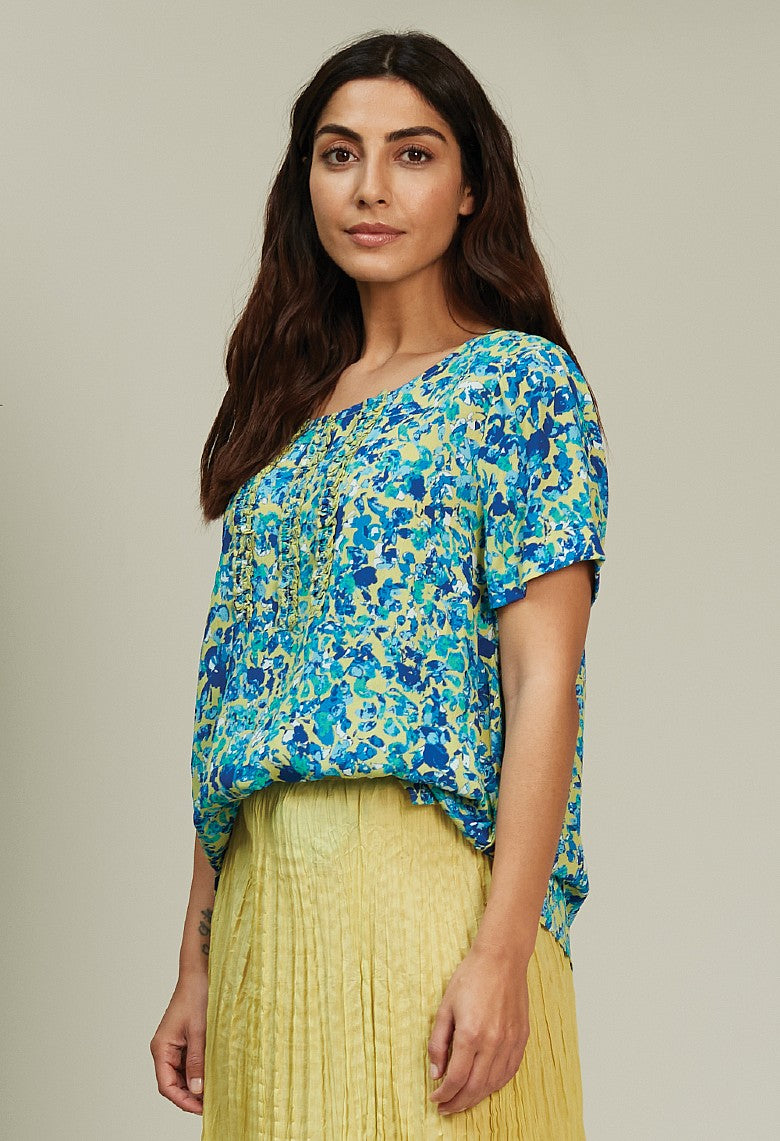 Adini Mandy Scattered Blossom Top-Shirts & Tops-White finn