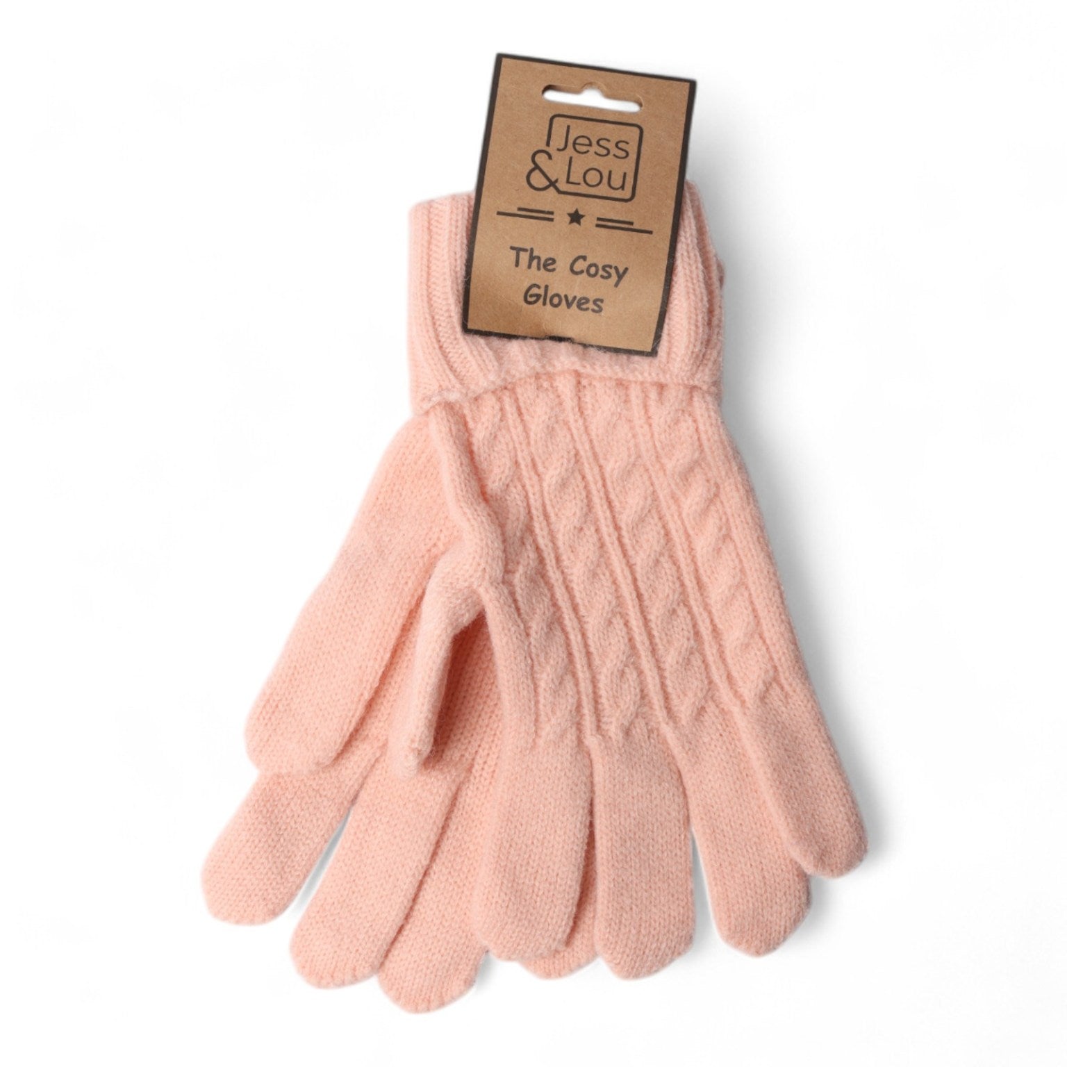 Jess and lou Cosy Cable Knit Gloves-White finn