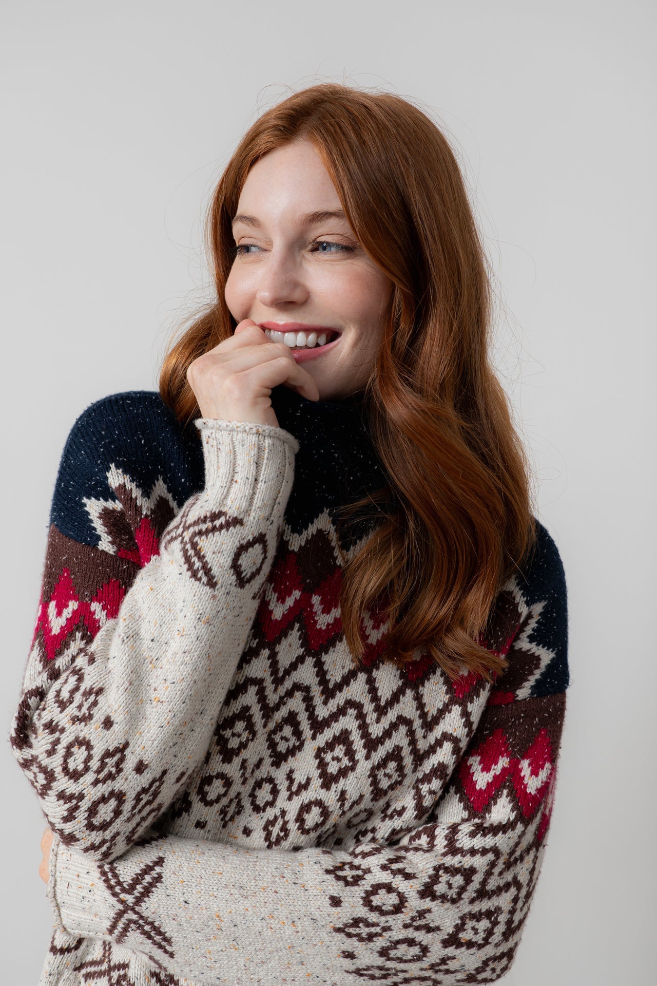 Lily and Me Maeve Jumper Fleck Knit-White finn