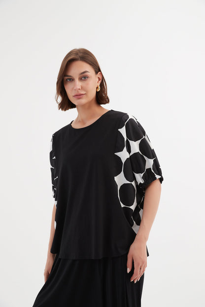 Tirelli Puff Sleeve Combi Tee Black Spot.