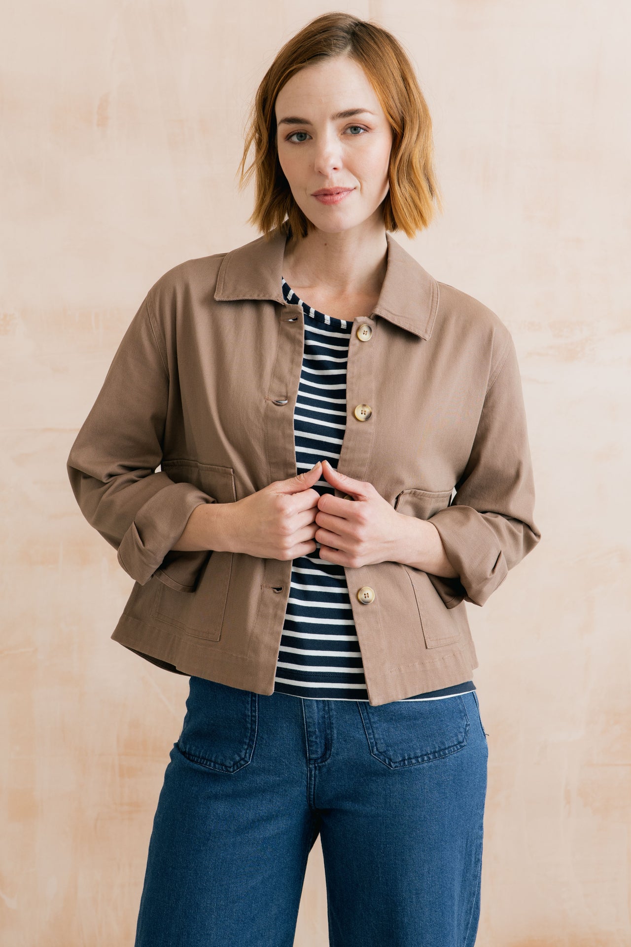 Lily and Me Effie Stretch Cotton Twill Jacket Mocha-Lily and Me-White finn