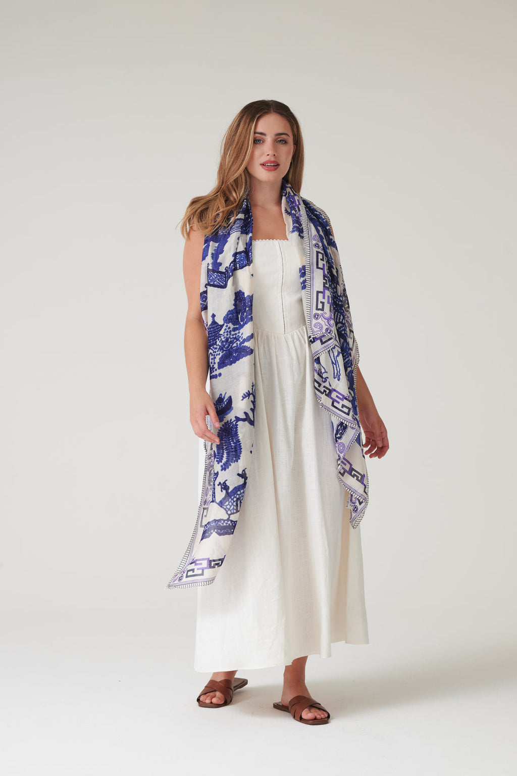 One Hundred Stars Giant Willow Blue Scarf