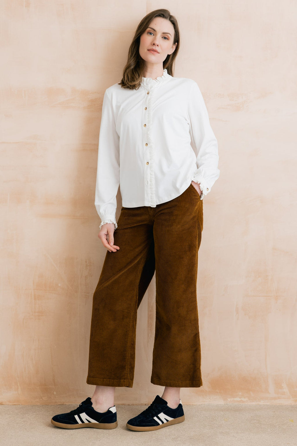 Lily and Me Sage Frill Organic Cotton Jersey Blouse White