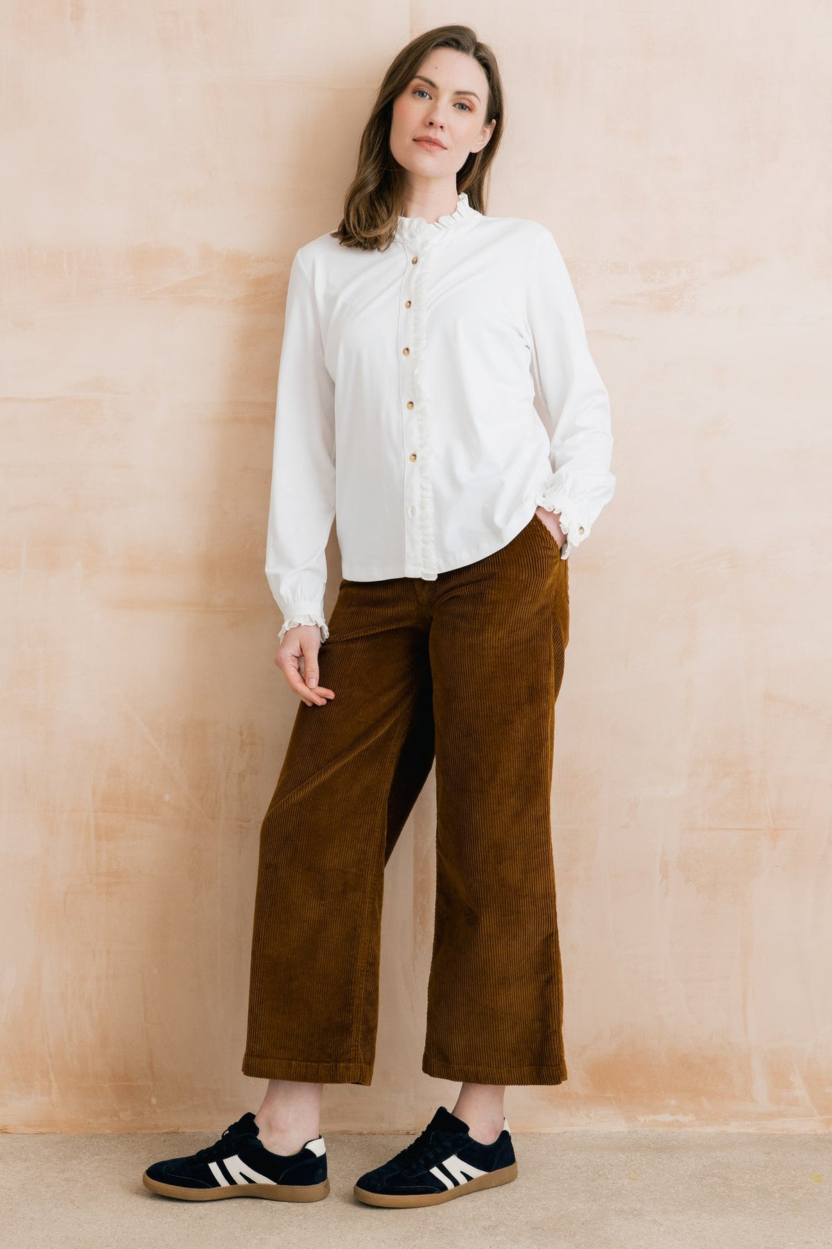 Lily and Me Sage Frill Organic Cotton Jersey Blouse White
