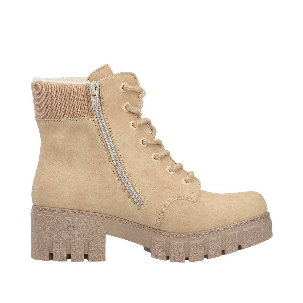 Rieker Cream Heel Boot 74532-Footwear-White finn